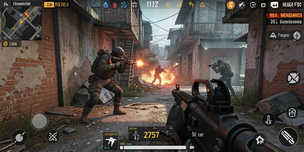 Tampilan gameplay mendebarkan dalam 2757 dengan aksi FPS intens.