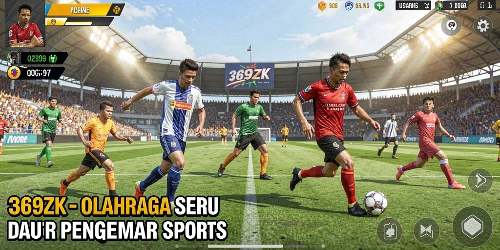Tampilan gameplay seru dalam 369ZK, menunjukkan aksi olahraga yang mendebarkan.