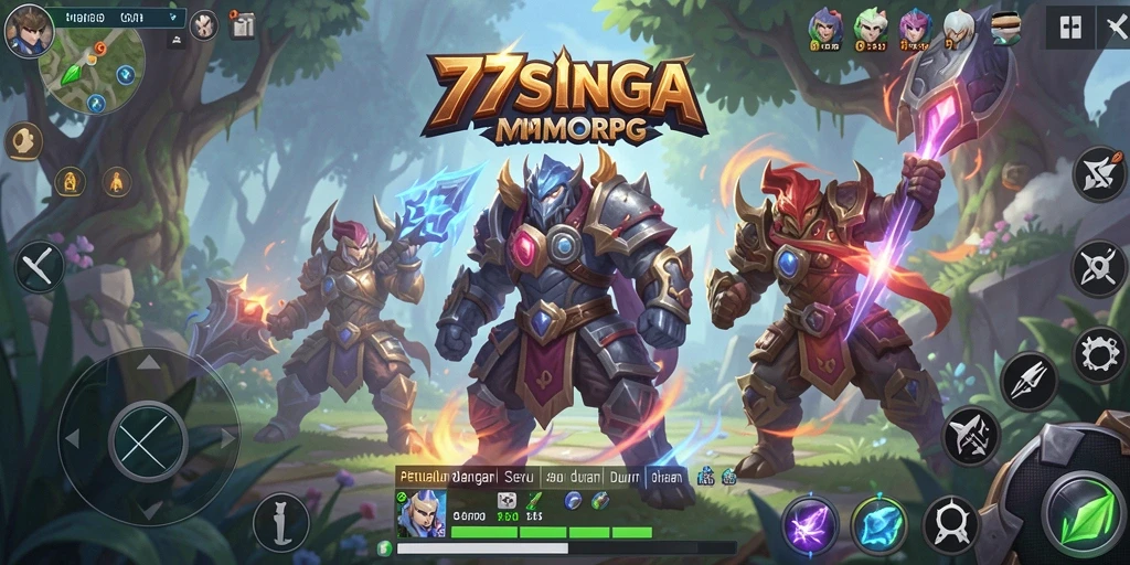 Tampilan gameplay epik dalam dunia petualangan MMORPG 77SINGA.