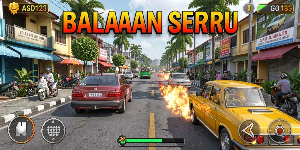 Tangkapan layar menunjukkan aksi balapan intens di ASD123.