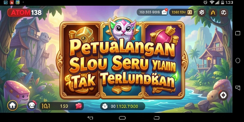 Tangkapan layar dari gameplay seru ATOM138 yang menampilkan mesin slot.