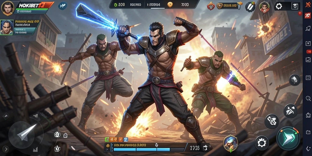 Screenshot gameplay HOKIBET menampilkan laga aksi yang intens.