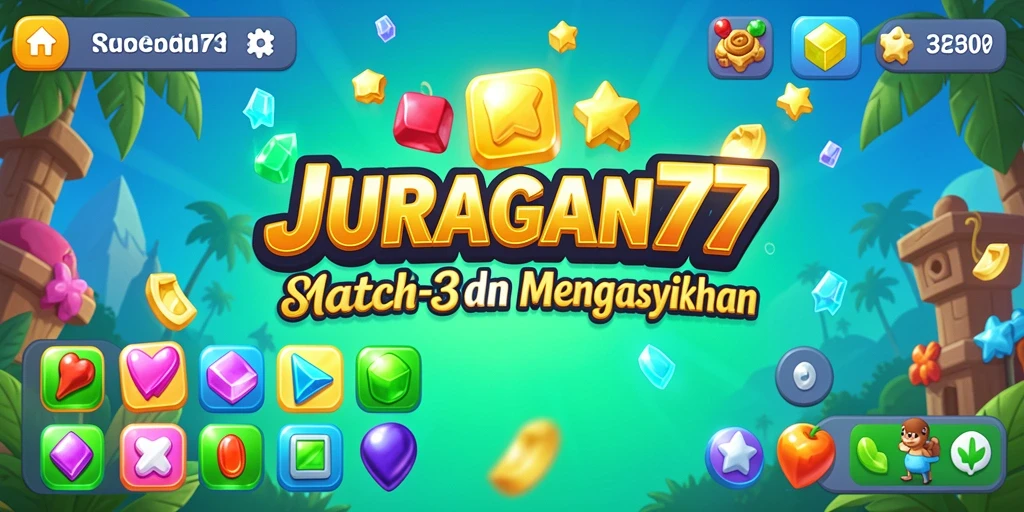 Tangkapan layar gameplay JURAGAN77 yang menampilkan aksi seru Match-3.