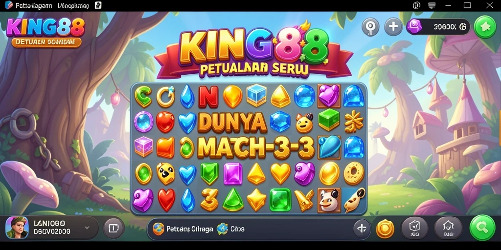 Screenshot KING88 menampilkan gameplay seru di dunia Match-3.