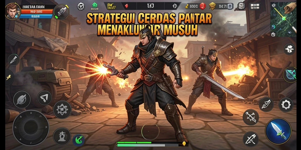 Tampilan gameplay mendebarkan di RK77 yang menunjukkan strategi pertempuran.