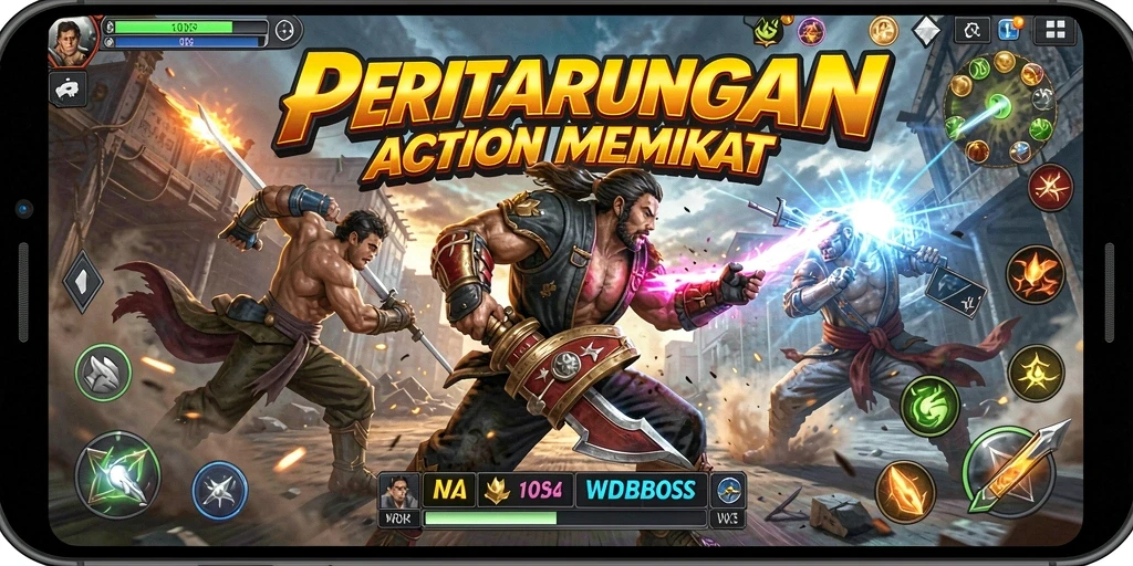 Screenshot WDBOS menampilkan aksi seru dalam pertarungan.