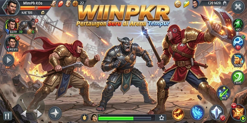 Gameplay WINPKR dengan pertarungan yang intens dan karakter unik.