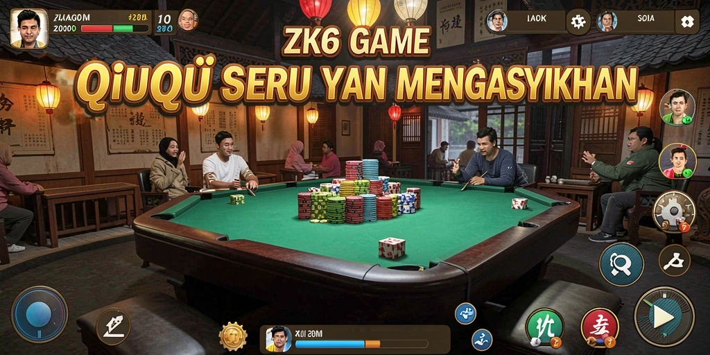 Tangkapan layar gameplay ZK6 menampilkan momen seru di meja QiuQiu.
